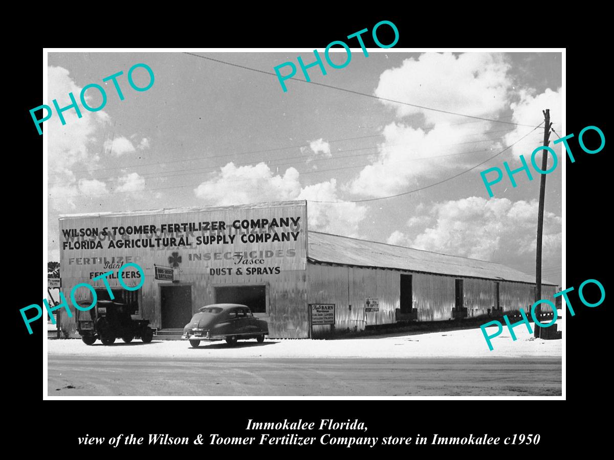 OLD LARGE HISTORIC PHOTO OF IMMOKALEE FLORIDA, THE FERTILIZER COMPANY c1950