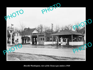 OLD LARGE HISTORIC PHOTO OF RITZVILLE WASHINGTON, THE TEXACO GAS STATION c1940