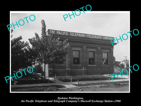 OLD LARGE HISTORIC PHOTO OF SPOKANE WASHINGTON, THE PACIFIC TELEGRAPH Co c1908