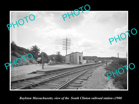 OLD HISTORIC PHOTO OF BOYLSTON MASSACHUSETTS, THE CLINTON RAILROAD STATION c1900