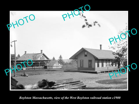 OLD HISTORIC PHOTO OF BOYLSTON MASSACHUSETTS, THE WEST RAILROAD STATION c1900