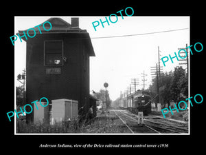 OLD LARGE HISTORIC PHOTO OF ANDERSON INDIANA, THE DELCO RAILROAD TOWER c1950 1