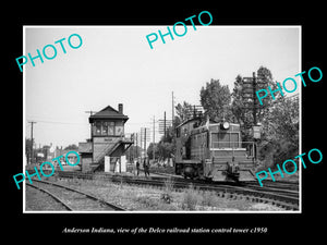 OLD LARGE HISTORIC PHOTO OF ANDERSON INDIANA, THE DELCO RAILROAD TOWER c1950 2