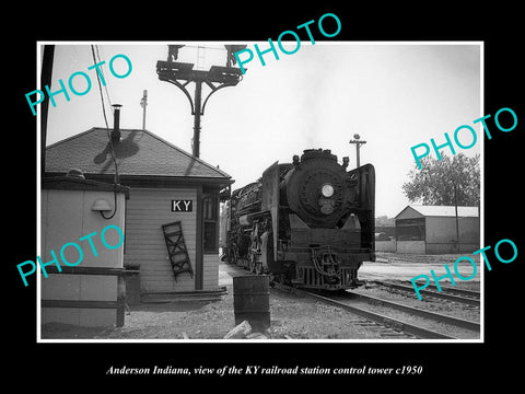 OLD LARGE HISTORIC PHOTO OF ANDERSON INDIANA, THE KY RAILROAD STATION TOWER 1950