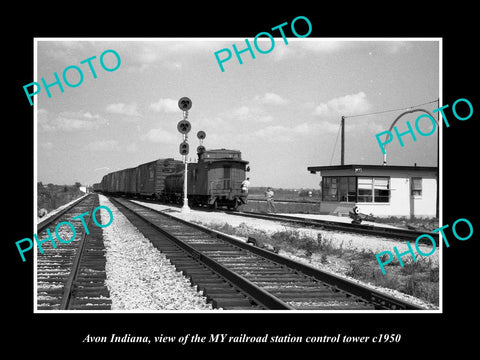 OLD LARGE HISTORIC PHOTO OF AVON  INDIANA, RAILROAD STATION CONTROL TOWER c1950