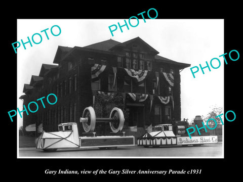 OLD LARGE HISTORIC PHOTO OF GARY INDIANA, VIEW OF THE SILVER ANNIV PARADE c1931