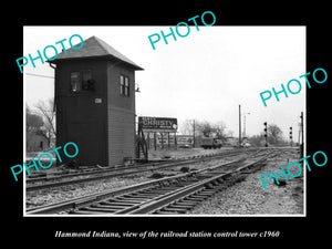 OLD LARGE HISTORIC PHOTO OF HAMMOND INDIANA, THE RAILROAD STATION TOWER c1960