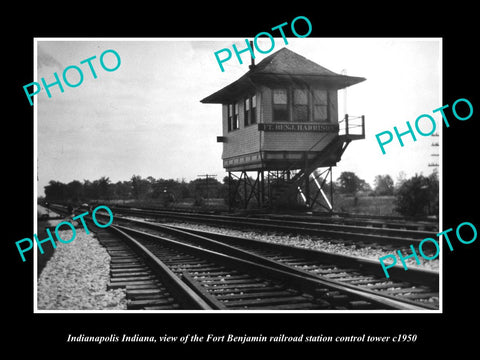 OLD HISTORIC PHOTO OF INDIANAPOLIS INDIANA, FORT BENJAMIN RAILROAD STATION c1950