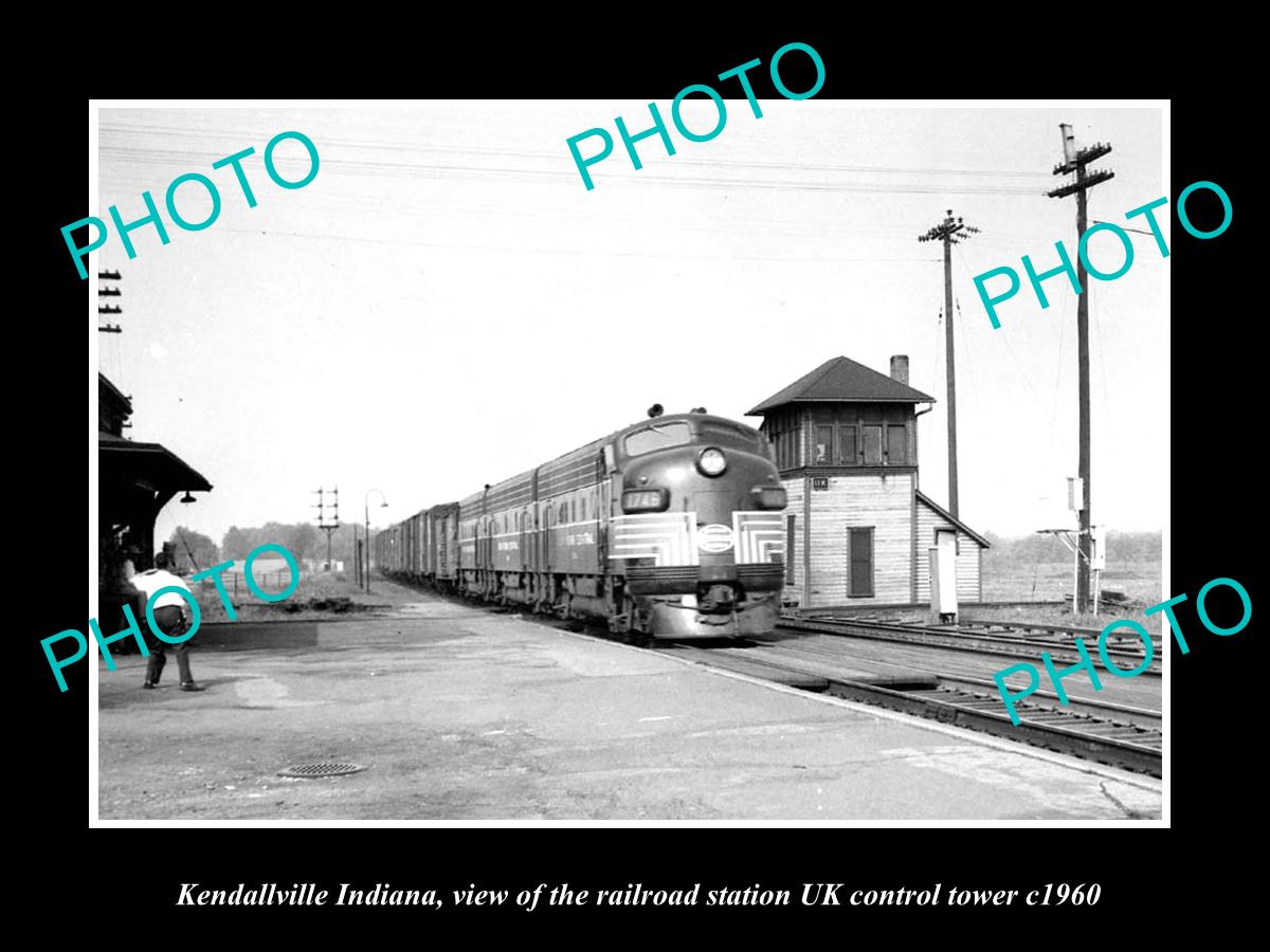 OLD LARGE HISTORIC PHOTO OF KENDALLVILLE INDIANA, RAILROAD STATION TOWER c1960