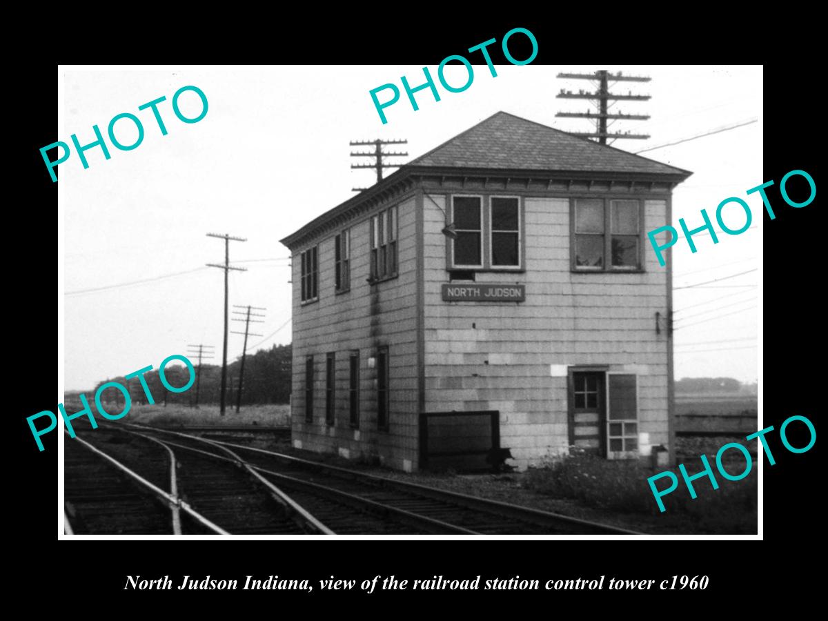 OLD LARGE HISTORIC PHOTO OF NORTH JUDSON INDIANA, THE RAILROAD TOWER c1960