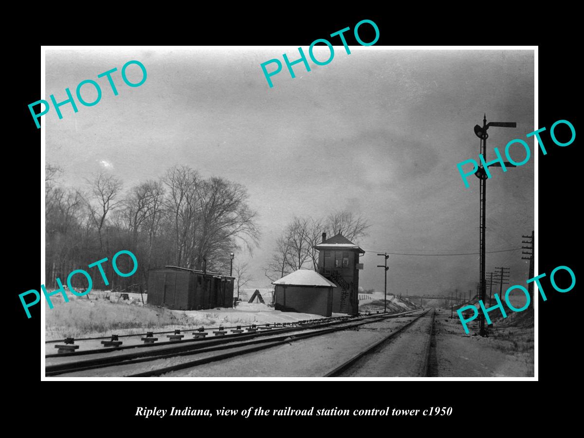 OLD LARGE HISTORIC PHOTO OF RIPLEY INDIANA, THE RAILROAD DEPOT STATION c1950