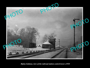 OLD LARGE HISTORIC PHOTO OF RIPLEY INDIANA, THE RAILROAD DEPOT STATION c1950