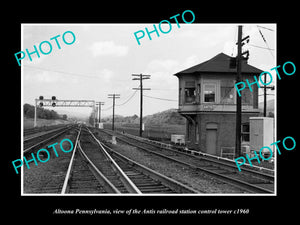 OLD LARGE HISTORIC PHOTO OF ALTOONA PENNSYLVANIA, THE ANTIS RAILROAD TOWER c1960