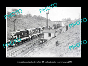 OLD LARGE HISTORIC PHOTO OF ARARAT PENNSYLVANIA, THE RAILROAD DEPOT TOWER c1950