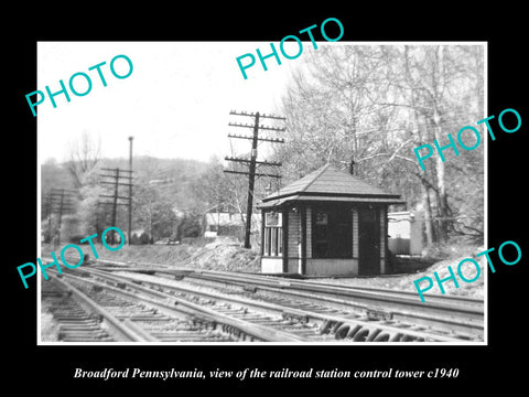 OLD LARGE HISTORIC PHOTO OF BROADFORD PENNSYLVANIA THE RAILROAD DEPOT TOWER 1940