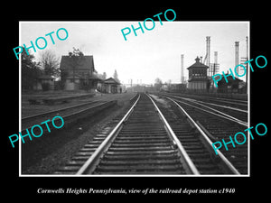 OLD HISTORIC PHOTO OF CORNWELLS HEIGHTS PENNSYLVANIA, THE RAILROAD DEPOT c1940