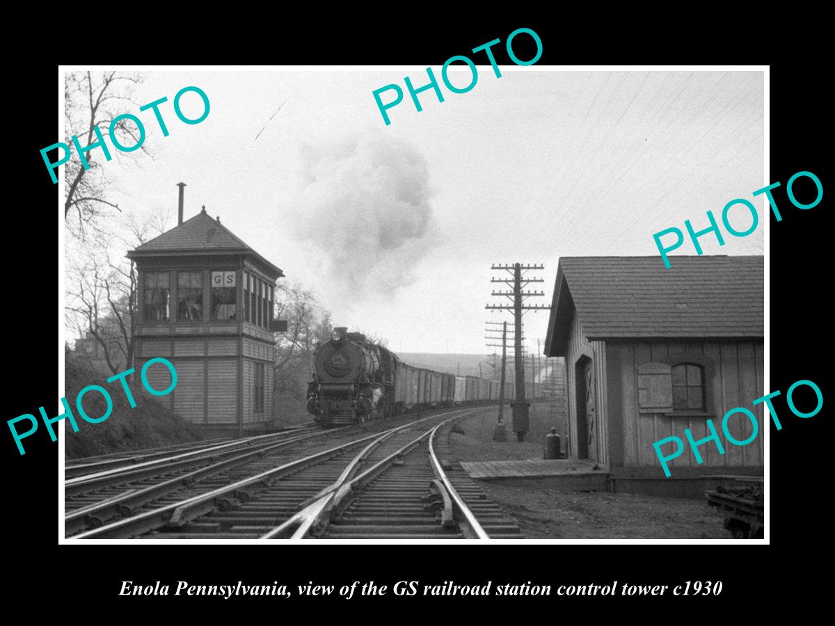 OLD LARGE HISTORIC PHOTO OF ENOLA PENNSYLVANIA, THE RAILROAD DEPOT TOWER c1930