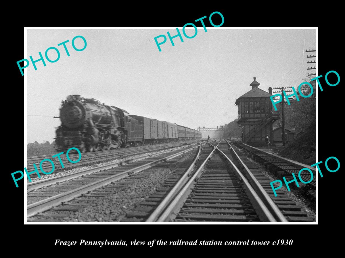 OLD LARGE HISTORIC PHOTO OF FRAZER PENNSYLVANIA, THE RAILROAD DEPOT TOWER c1930