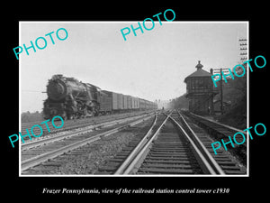 OLD LARGE HISTORIC PHOTO OF FRAZER PENNSYLVANIA, THE RAILROAD DEPOT TOWER c1930