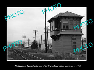 OLD HISTORIC PHOTO OF HOLLIDAYSBURG PENNSYLVANIA, THE RAILROAD DEPOT TOWER c1960