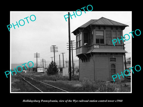 OLD HISTORIC PHOTO OF HOLLIDAYSBURG PENNSYLVANIA, THE RAILROAD DEPOT TOWER c1960