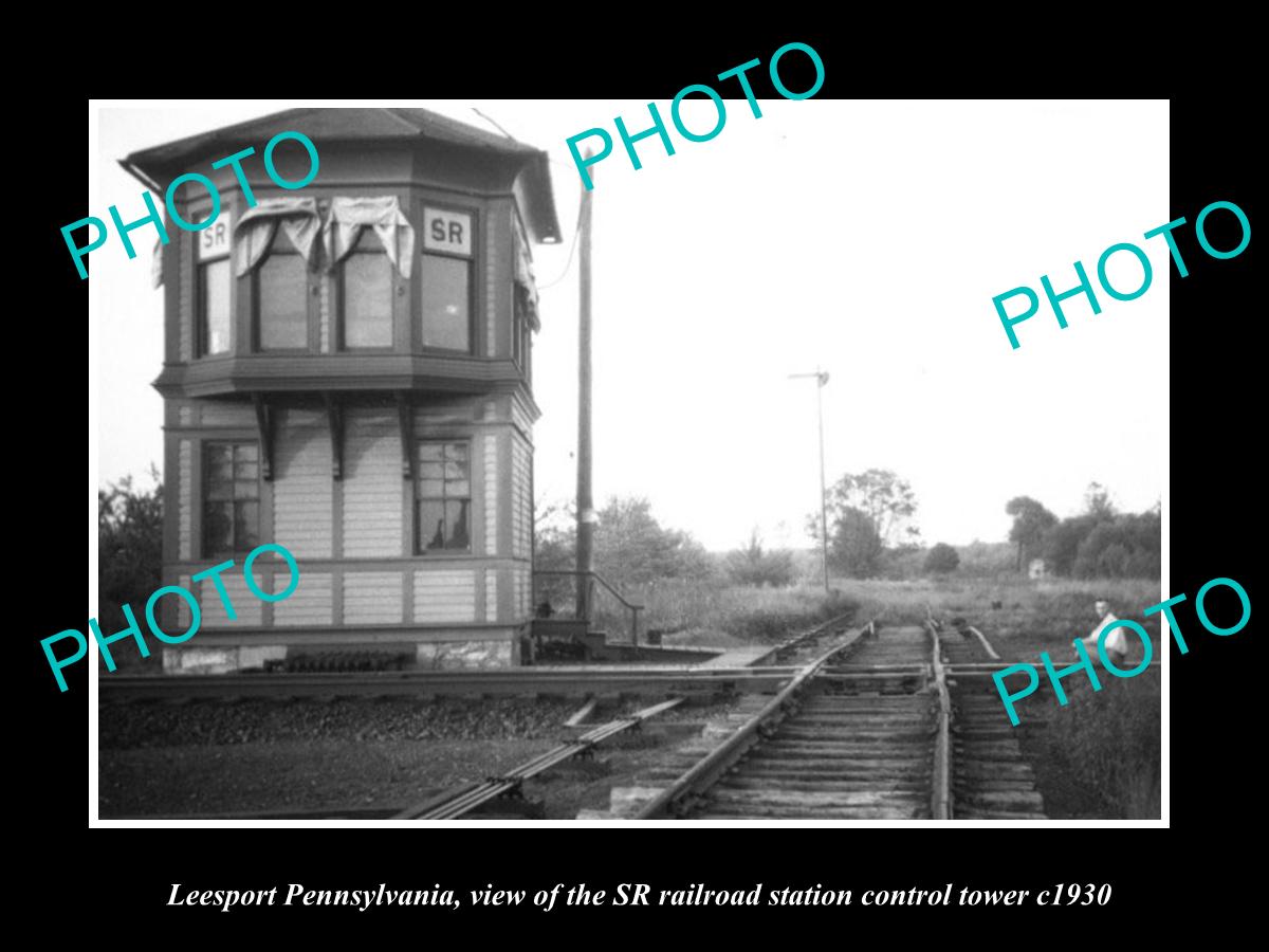 OLD LARGE HISTORIC PHOTO OF LEESPORT PENNSYLVANIA, RAILROAD DEPOT TOWER c1930