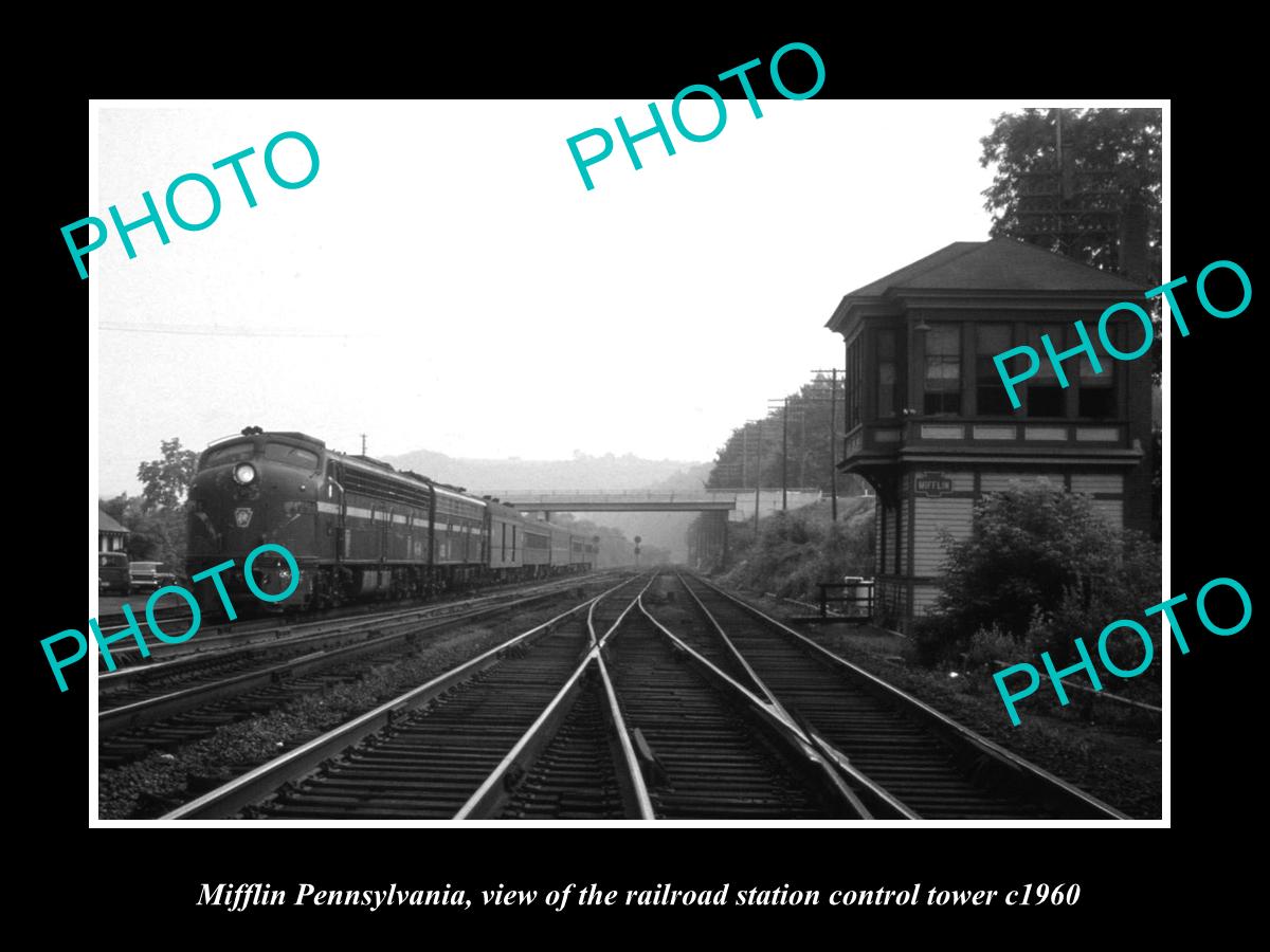 OLD LARGE HISTORIC PHOTO OF MIFFLIN PENNSYLVANIA, THE RAILROAD DEPOT TOWER c1960