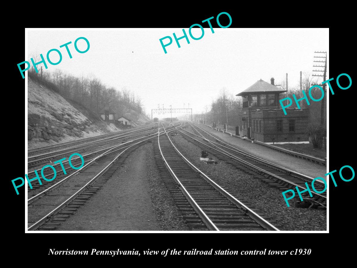 OLD LARGE HISTORIC PHOTO OF NORRISTOWN PENNSYLVANIA, RAILROAD DEPOT TOWER c1930