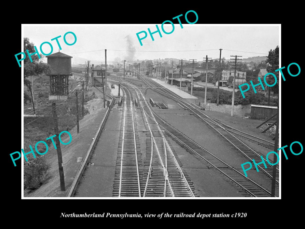 OLD LARGE HISTORIC PHOTO OF NORTHUMBERLAND PENNSYLVANIA THE RAILROAD DEPOT c1920