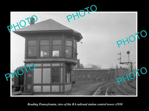 OLD LARGE HISTORIC PHOTO OF READING PENNSYLVANIA, THE RAILROAD DEPOT TOWER c1930