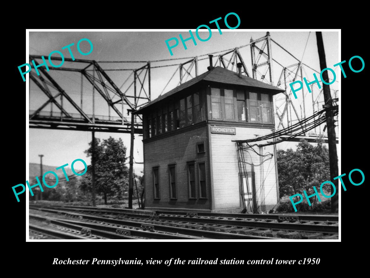 OLD LARGE HISTORIC PHOTO OF ROCHESTER PENNSYLVANIA THE RAILROAD DEPOT TOWER 1950