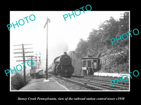 OLD LARGE HISTORIC PHOTO OF STONEY CREEK PENNSYLVANIA RAILROAD DEPOT TOWER c1930