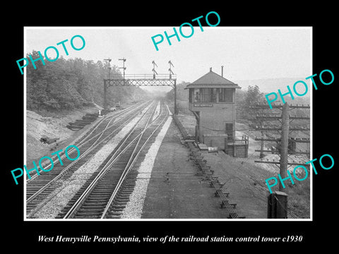 OLD HISTORIC PHOTO OF WEST HENRYVILLE PENNSYLVANIA, RAILROAD DEPOT TOWER c1930