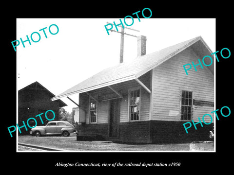 OLD LARGE HISTORIC PHOTO OF ABINGTON CONNECTICUT, THE RAILROAD STATION c1950