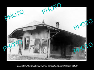 OLD LARGE HISTORIC PHOTO OF BLOOMFIELD CONNECTICUT, THE RAILROAD STATION c1930