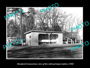 OLD LARGE HISTORIC PHOTO OF BRANFORD CONNECTICUT, THE RAILROAD STATION c1960