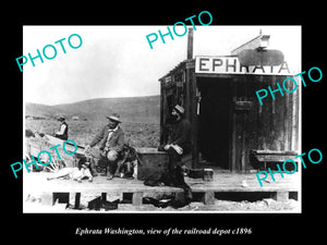 OLD LARGE HISTORIC PHOTO OF EPHRATA WASHINGTON, THE RAILROAD DEPOT STATION c1896