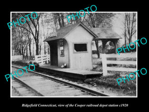 OLD LARGE HISTORIC PHOTO OF RIDGEFIELD CONNECTICUT, COOPER RAILROAD DEPOT c1920