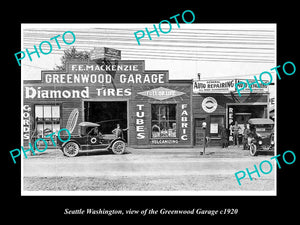 OLD LARGE HISTORIC PHOTO OF SEATTLE WASHINGTON, THE GREENWOOD MOTOR GARAGE c1920