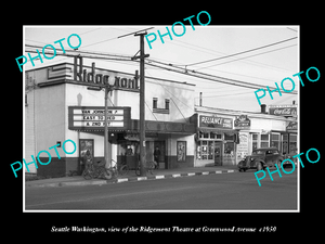 OLD LARGE HISTORIC PHOTO OF SEATTLE WASHINGTON, THE RIDGEMONT THEATER c1950