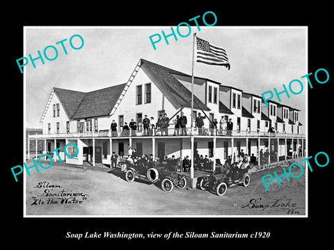 OLD LARGE HISTORIC PHOTO OF SOAP LAKE WASHINGTON, THE SILOAM SANITARIUM c1920