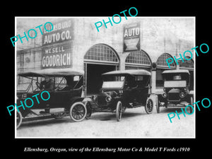 OLD LARGE HISTORIC PHOTO OF ELLENSBURG OREGON, THE FORD CAR DEALERSHIP c1910