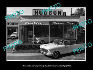 OLD LARGE HISTORIC PHOTO OF HONOLULU HAWAII, THE HUDSON CAR DEALERSHIP c1955