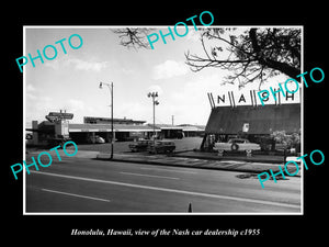 OLD LARGE HISTORIC PHOTO OF HONOLULU HAWAII, THE NASH CAR DEALERSHIP c1955