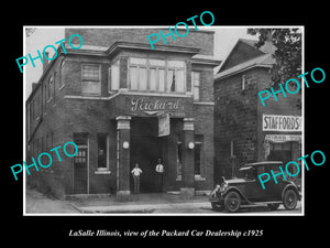 OLD LARGE HISTORIC PHOTO OF LaSALLE ILLINOIS, THE PACKARD CAR DEALERSHIP c1925