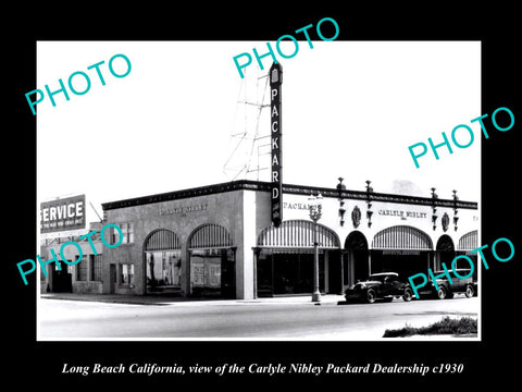 OLD LARGE HISTORIC PHOTO OF LONG BEACH CALIFORNIA PACKARD DEALERSHIP c1930