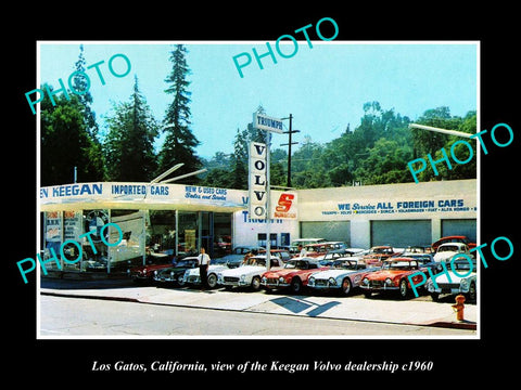 OLD LARGE HISTORIC PHOTO OF LOS GATOS CALIFORNIA. THE VOLVO CAR DEALERSHIP c1960