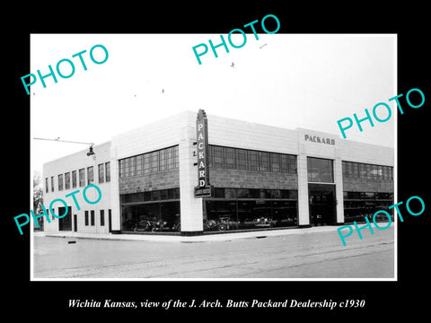 OLD LARGE HISTORIC PHOTO OF WICHITA KANSAS, THE PACKARD CAR DEALERSHIP c1930