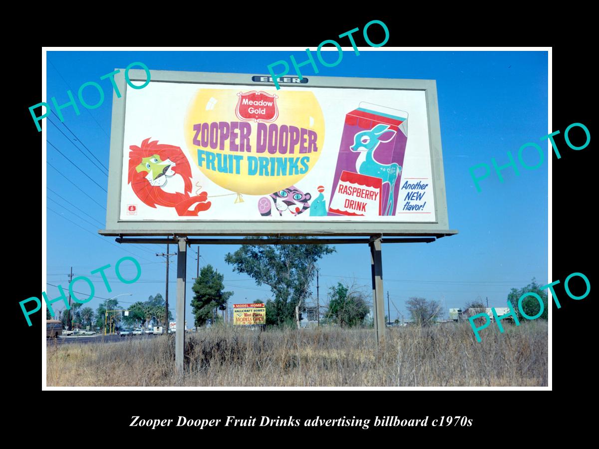 OLD LARGE HISTORIC PHOTO OF ZOOPER DOOPER DRINKS ADVERTISING BILLBOARD ...