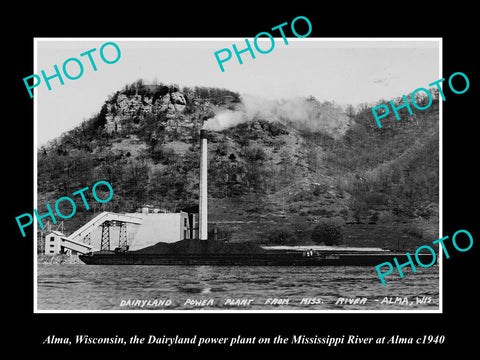 OLD LARGE HISTORIC PHOTO OF ALMA WISCONSIN, THE DAIRYLAND POWER PLANT c1940